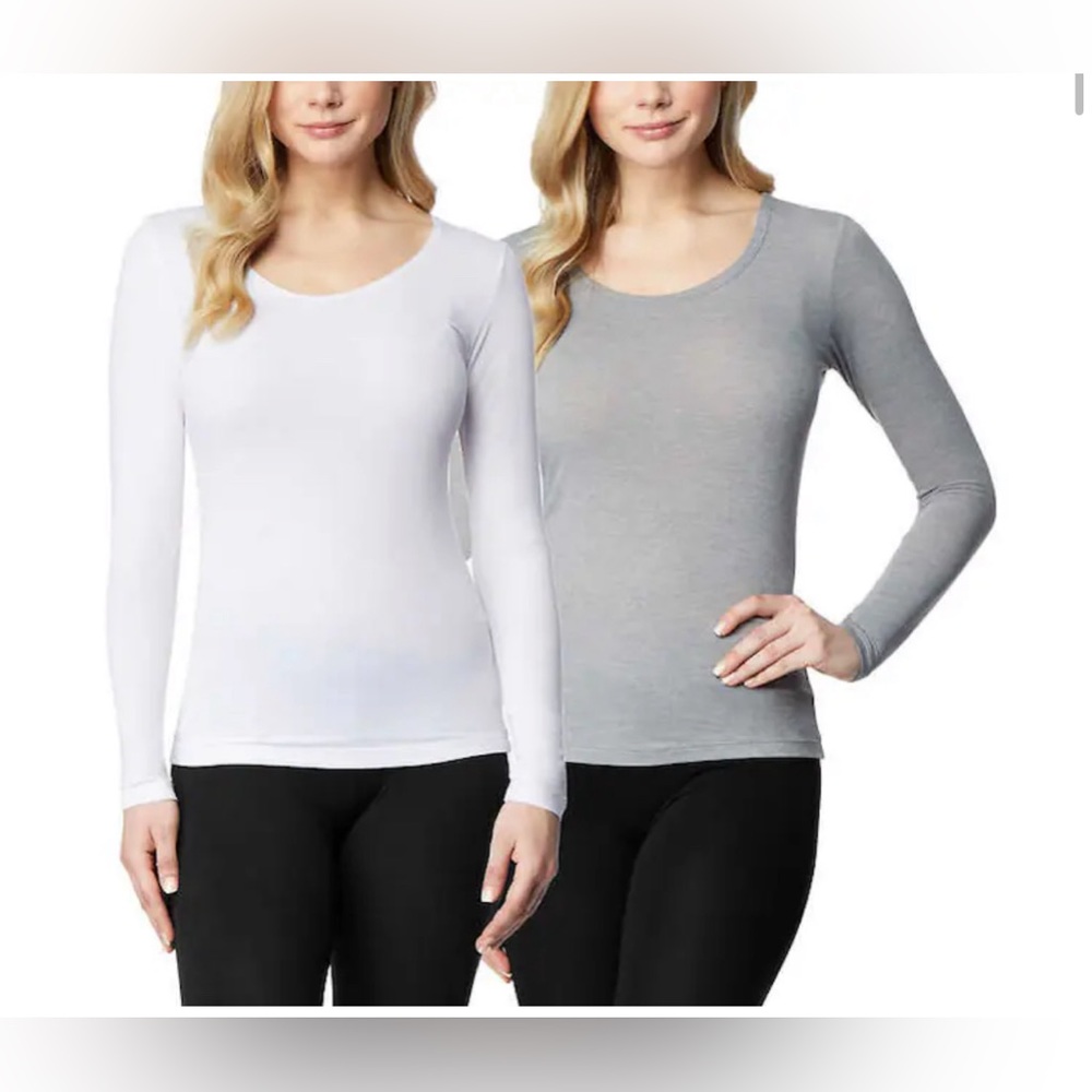32 Degrees Ladies' Heat Long Sleeve Scoop Neck Tee, 2-Pack/ Size: XL (16-18) NWT
